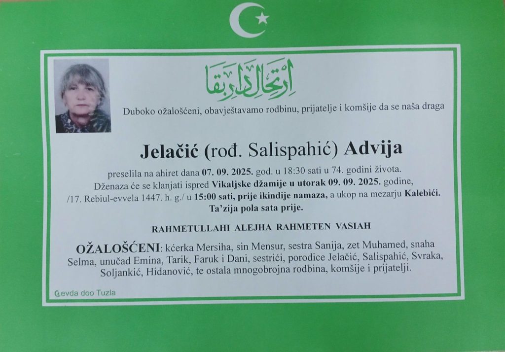 Preminula je Jelačić Advija Preminula je Jelačić Advija